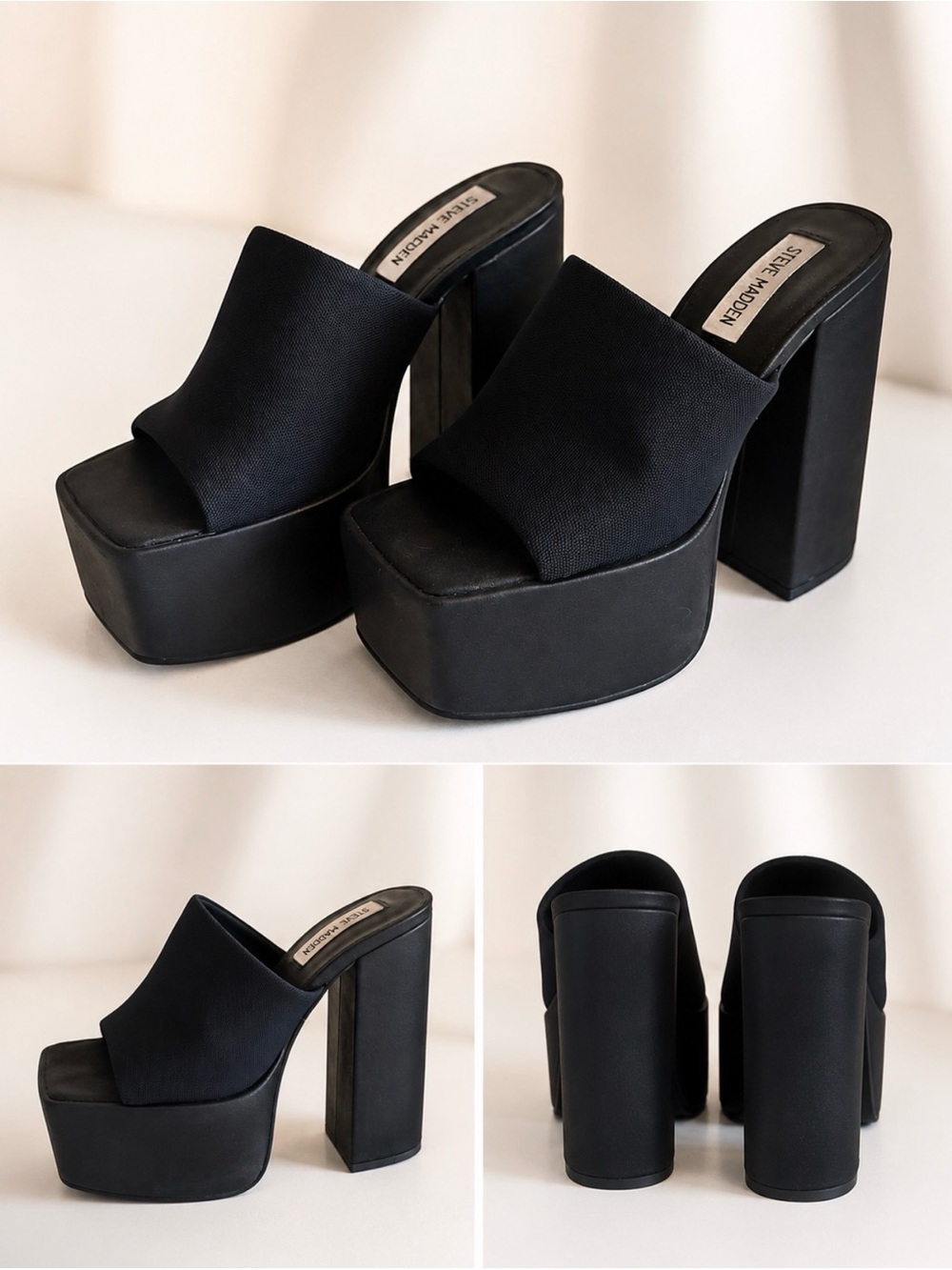 Steve Madden Black Platform Mule Sandals